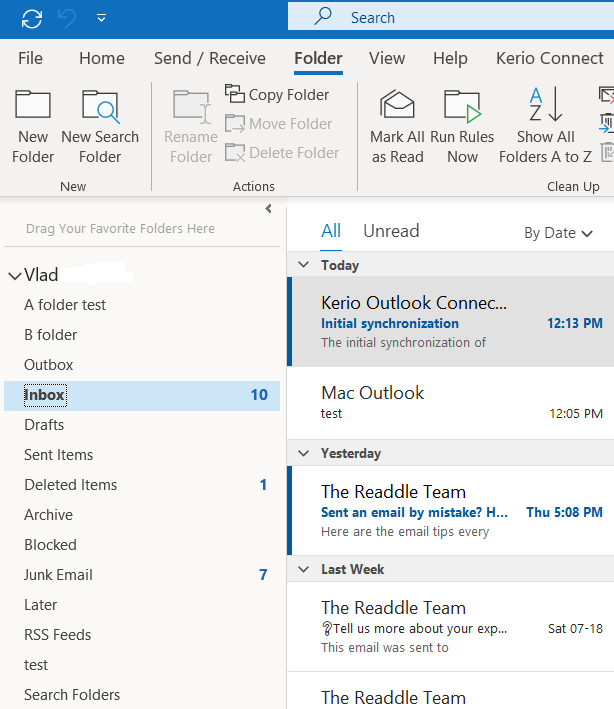 Folders Order and Sorting in Outlook KerioConnect Support